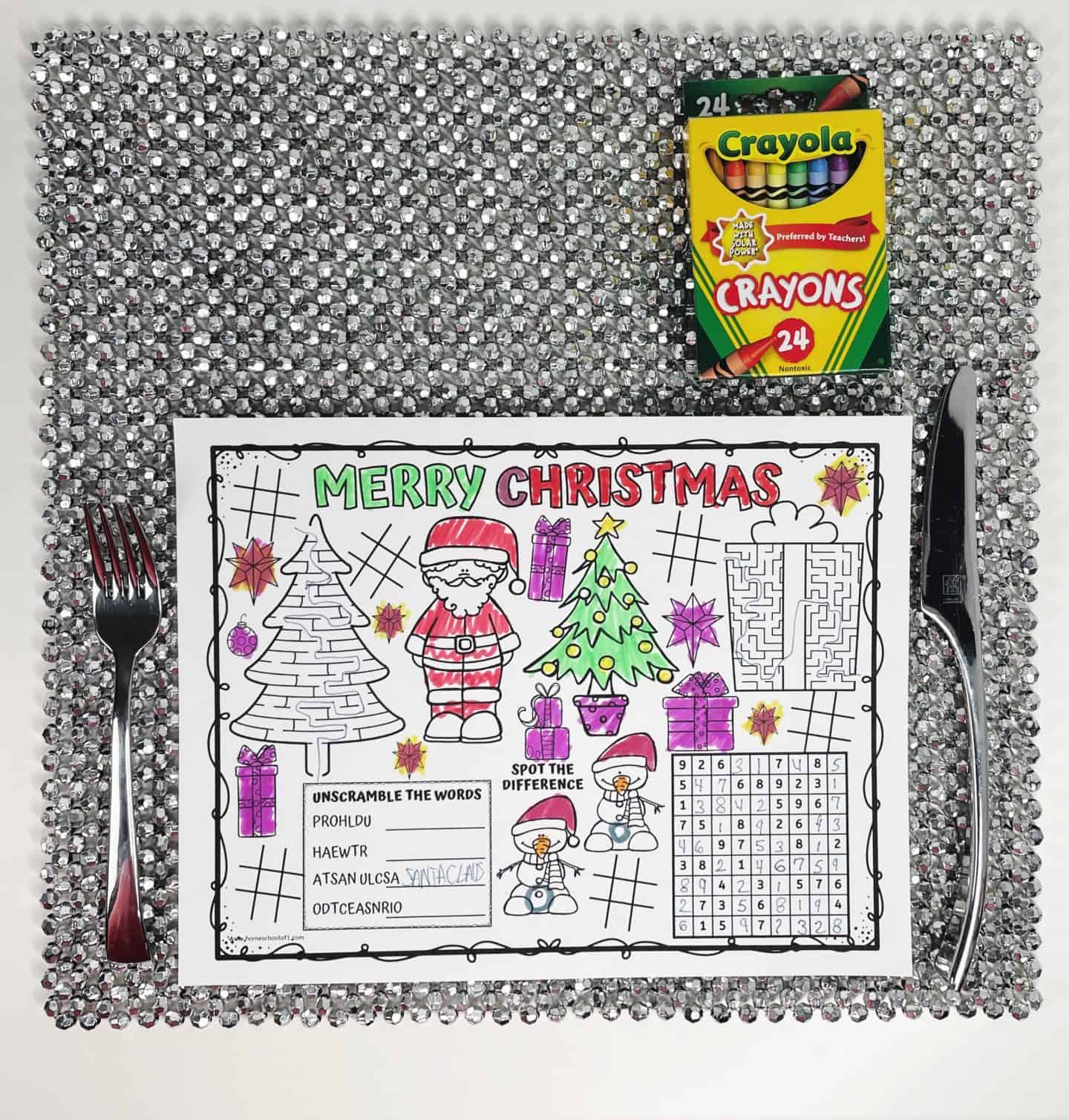 printable christmas activity placemats