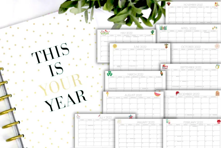 2022 Printable Monthly Calendar with Holidays (FREE)