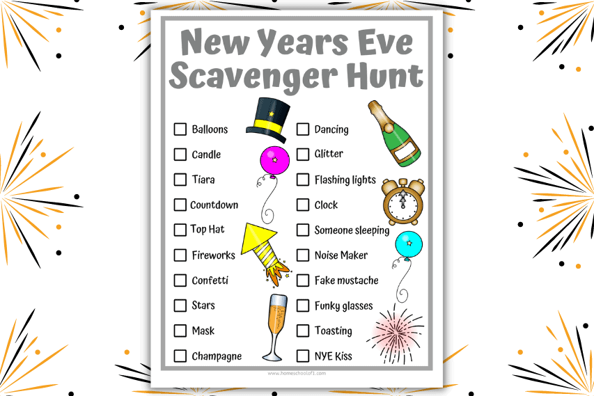 New Years Scavenger Hunt Game Printable New Year's Eve 