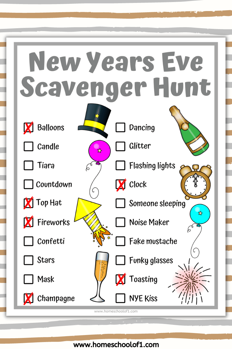 New Years Scavenger Hunt Game Printable New Year's Eve 