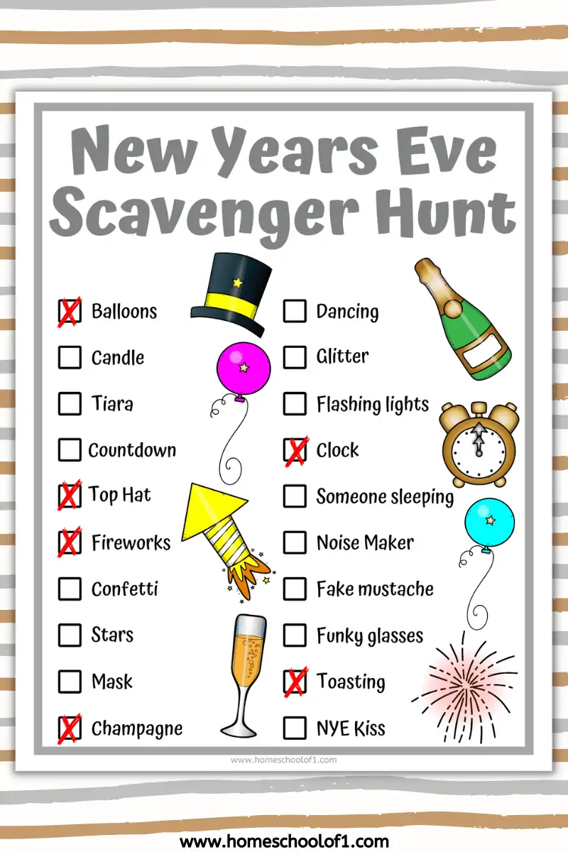 NEW YEARS EVE SCAVENGER HUNT PRINTABLE