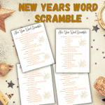New Years Word Scramble printable