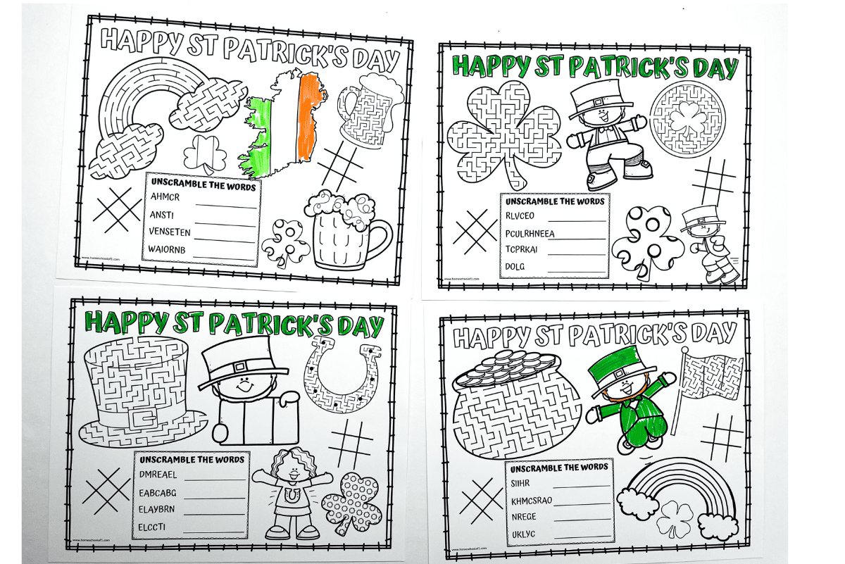 free printable st patrick's day placemats