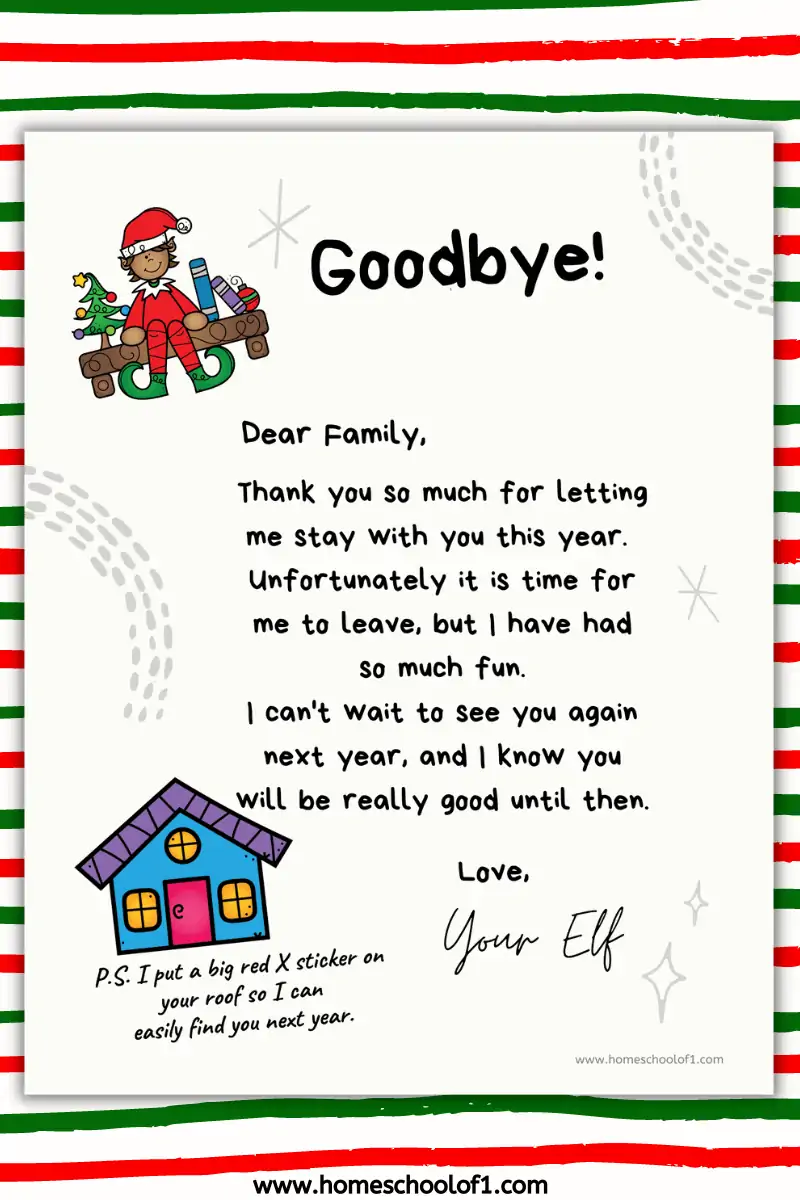 Free Elf on the Shelf Goodbye Letter To Print Out