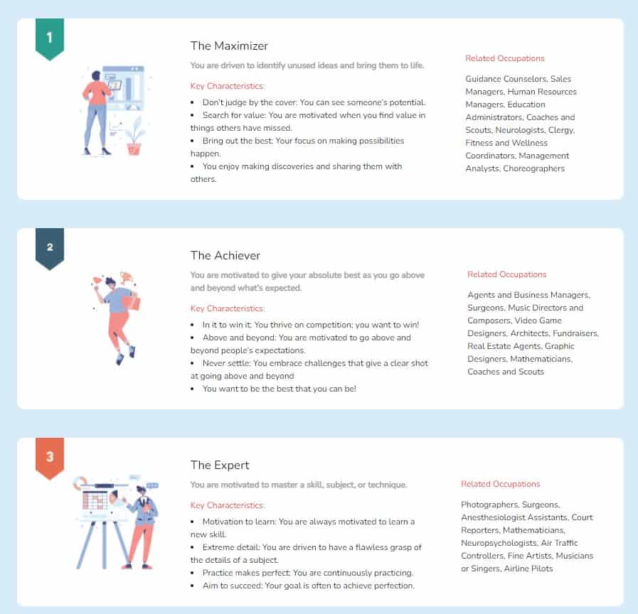 core motivators: the maximizer, the achiever, and the expert