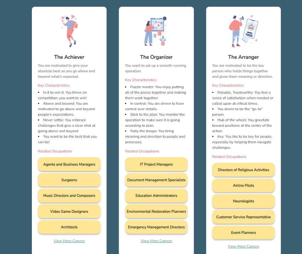 Truspark core motivators, the achiever, the organizer, the arranger