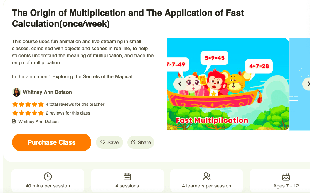Multiplication Class on Allschool