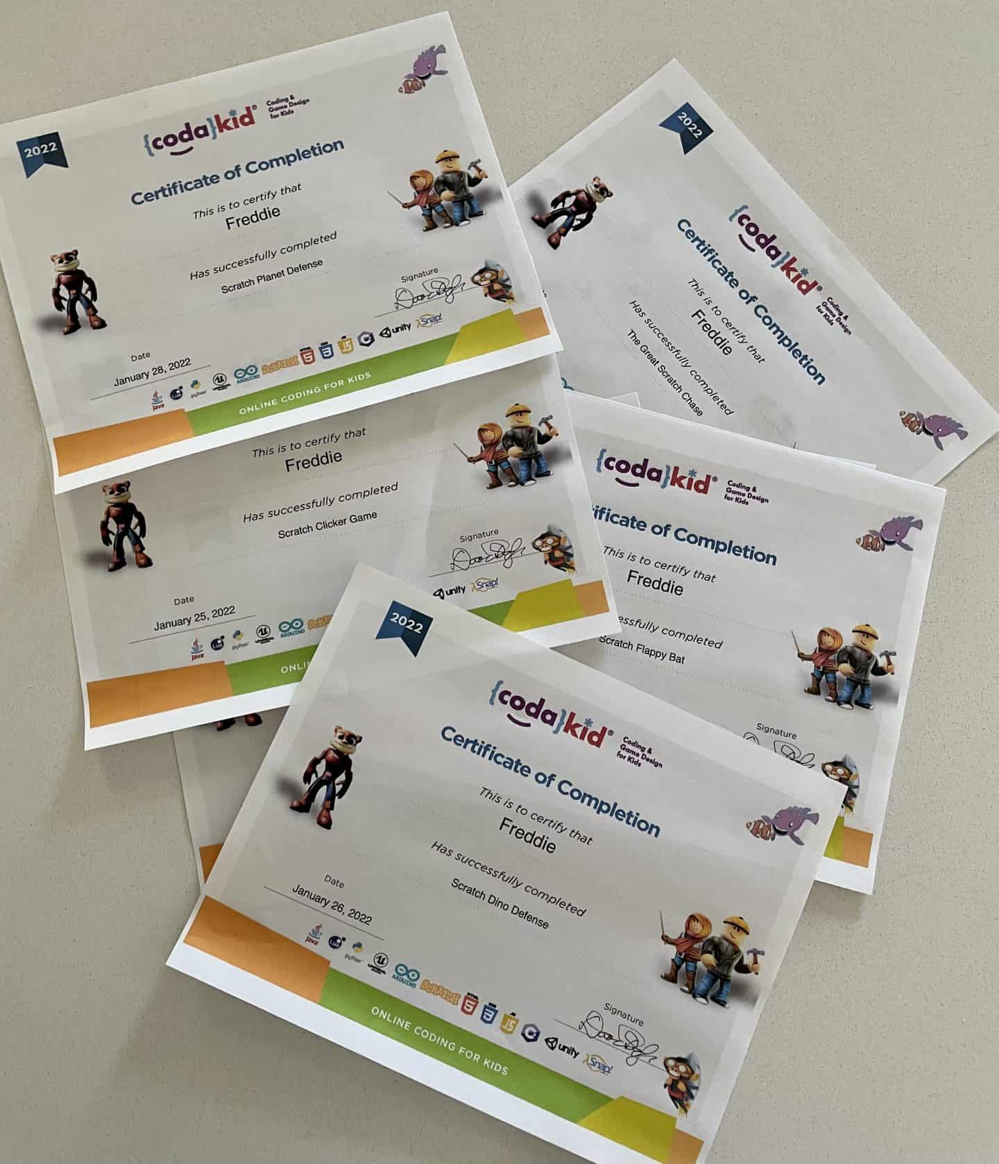 codakid certificates
