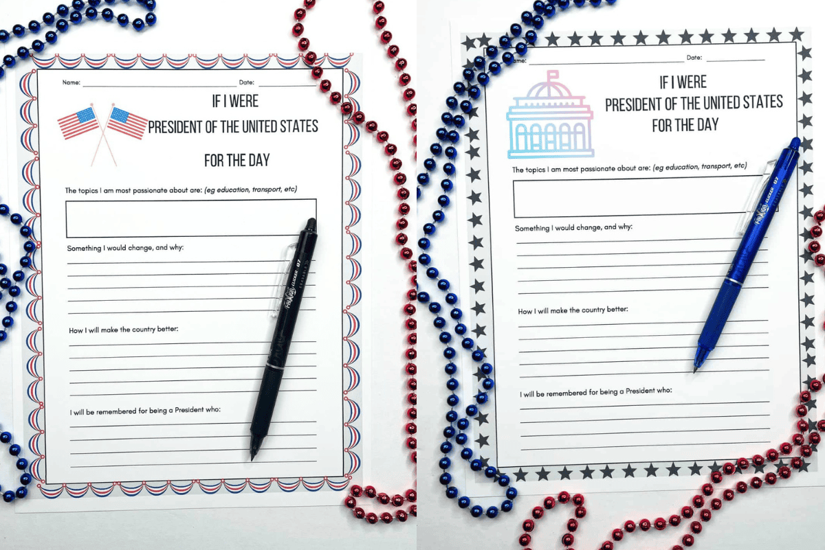 free if i were president for the day worksheet