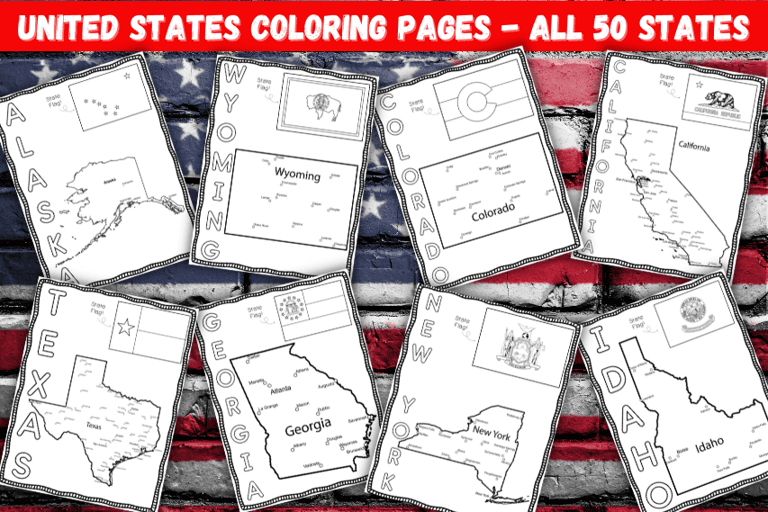 50 Free United States Coloring Pages for US Geography