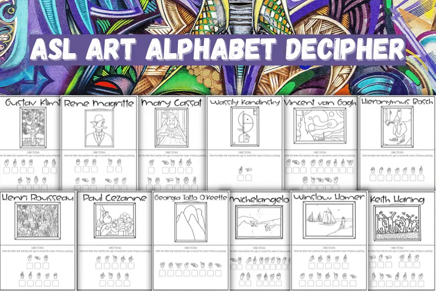 Fun ASL Art Sign Language Worksheets for Kids (Free)