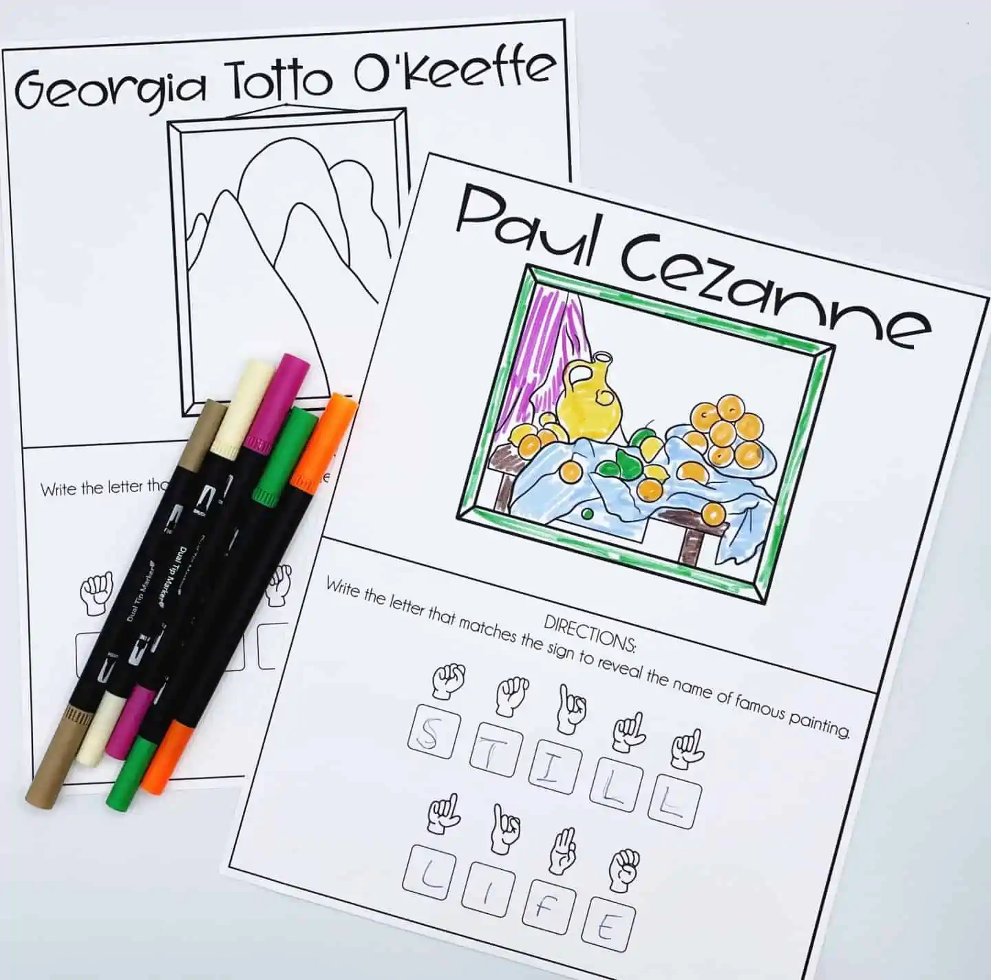 asl art worksheets