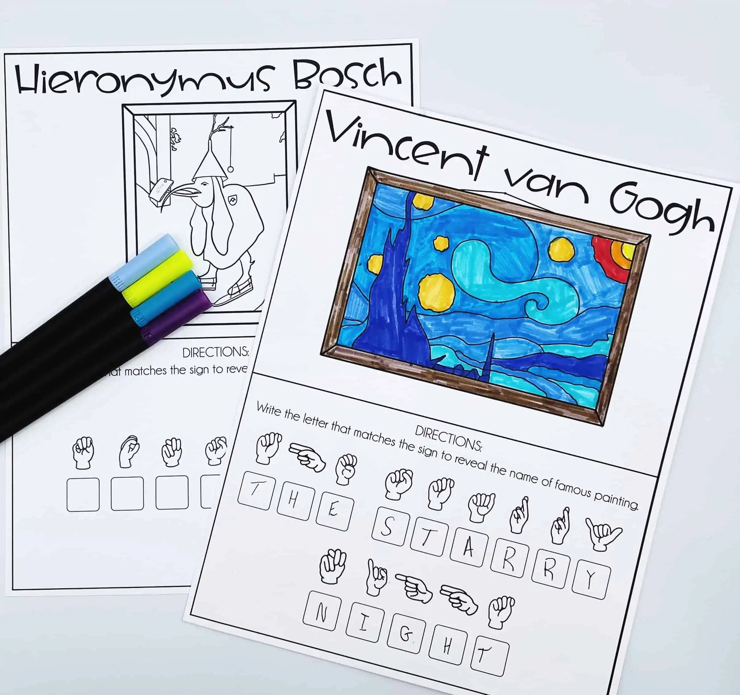 Fun ASL Art Sign Language Worksheets for Kids (Free)