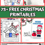 Collage of free printable Christmas activities including word puzzles, coloring pages, Santa crafts, bookmarks, and a reindeer story sheet.