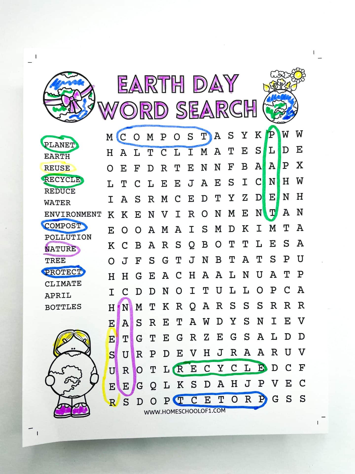earth day word search puzzle