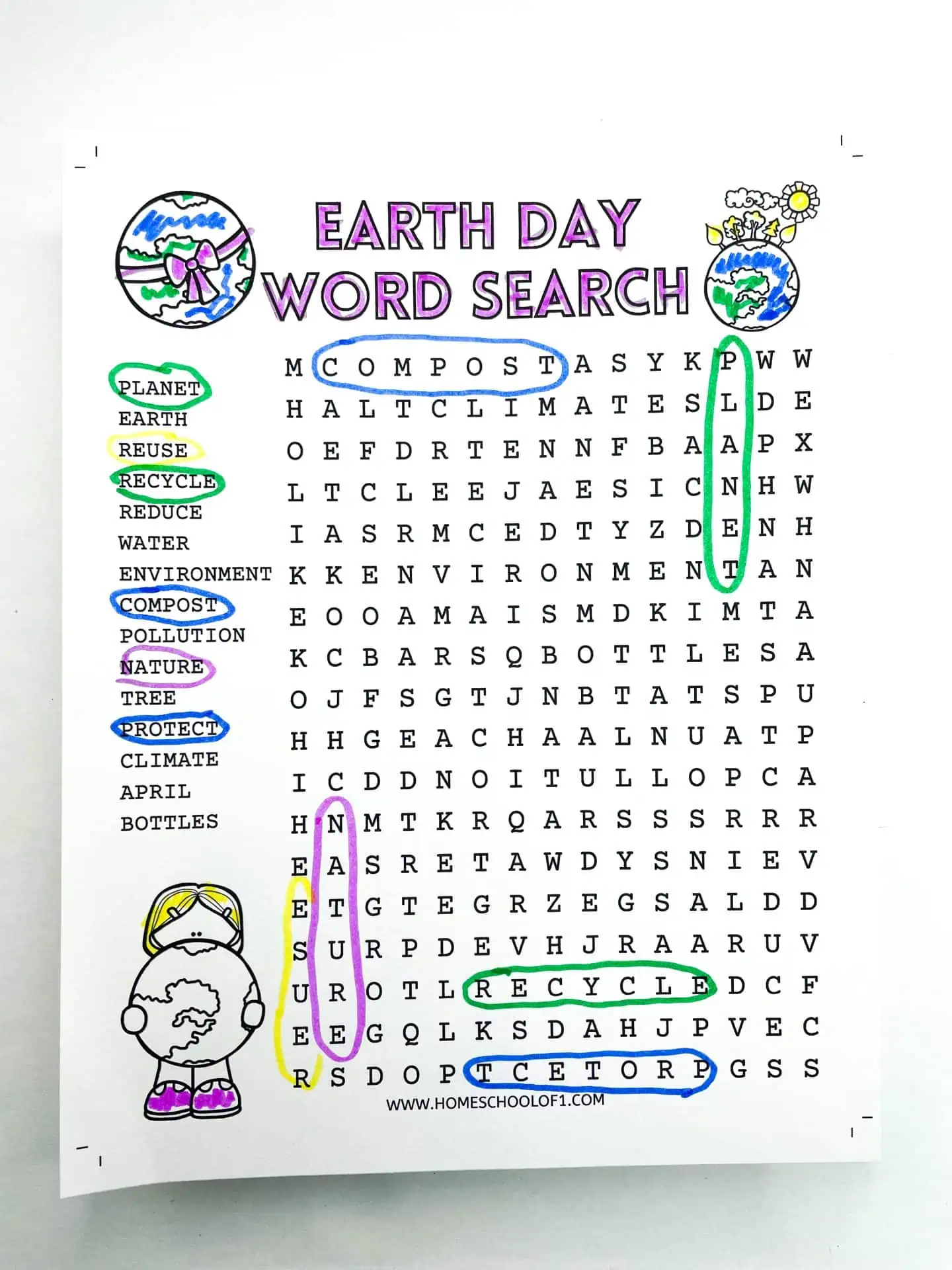 earth day word search puzzle