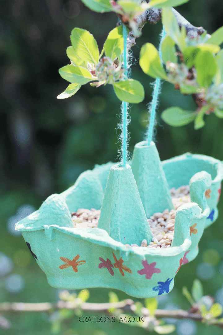 Egg box bird feeder