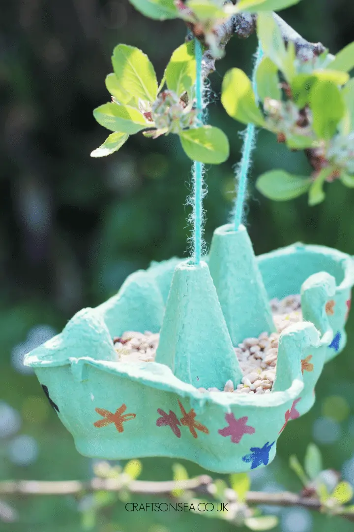 Egg box bird feeder