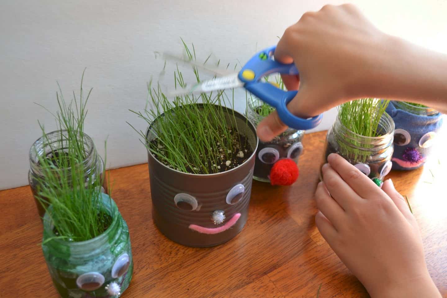 grass hair earth day crafts