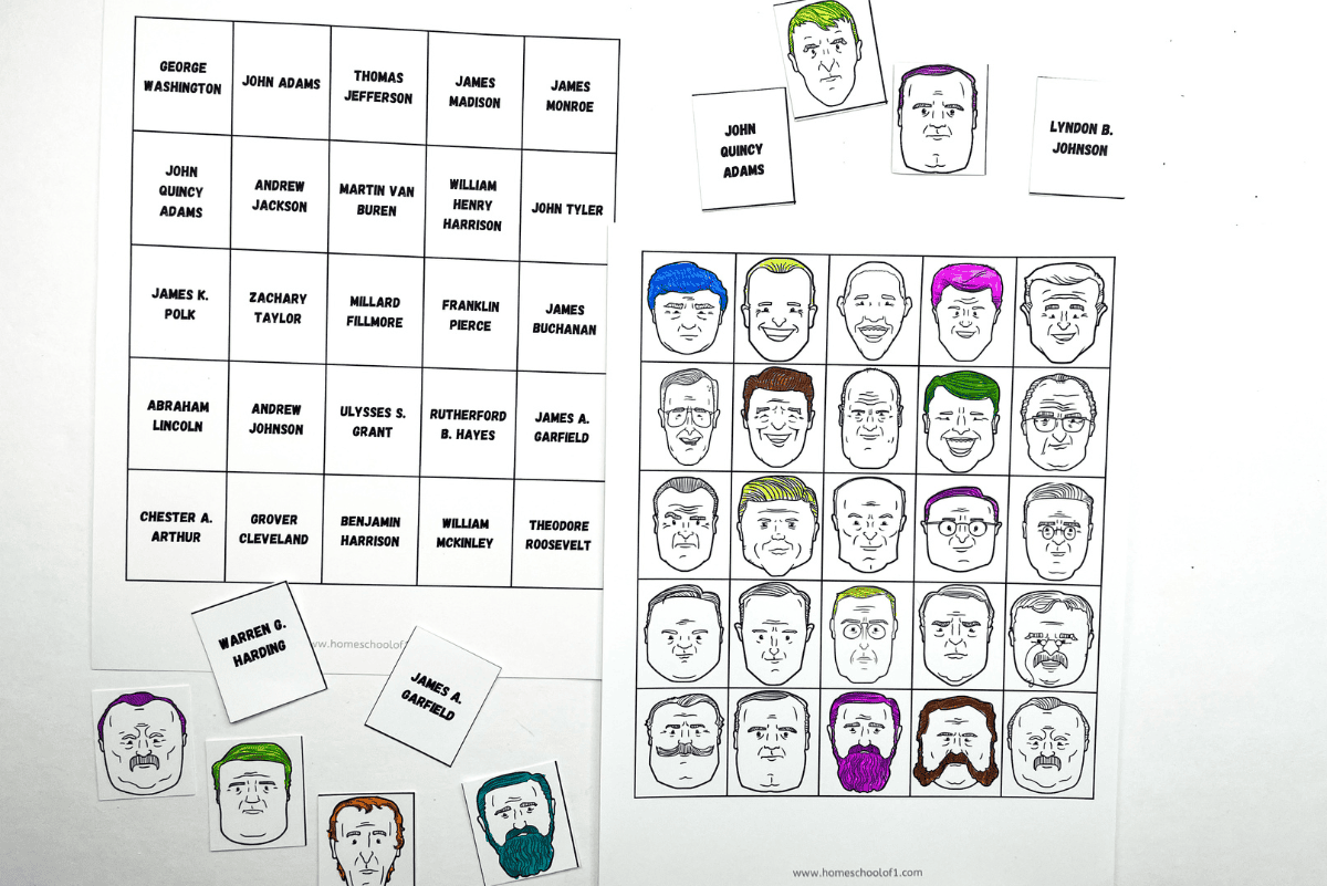 presidents day memory game printable