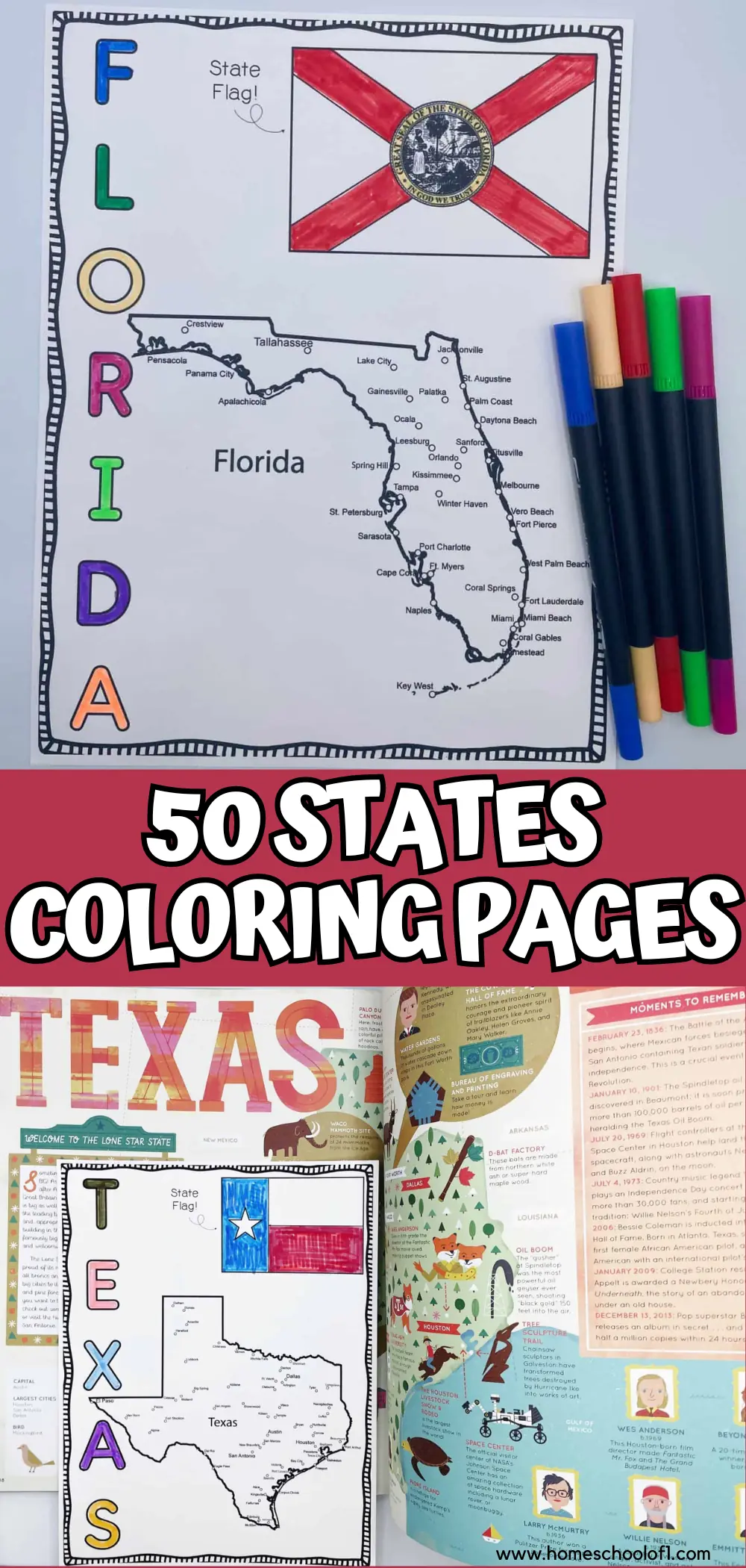 50 states coloring pages