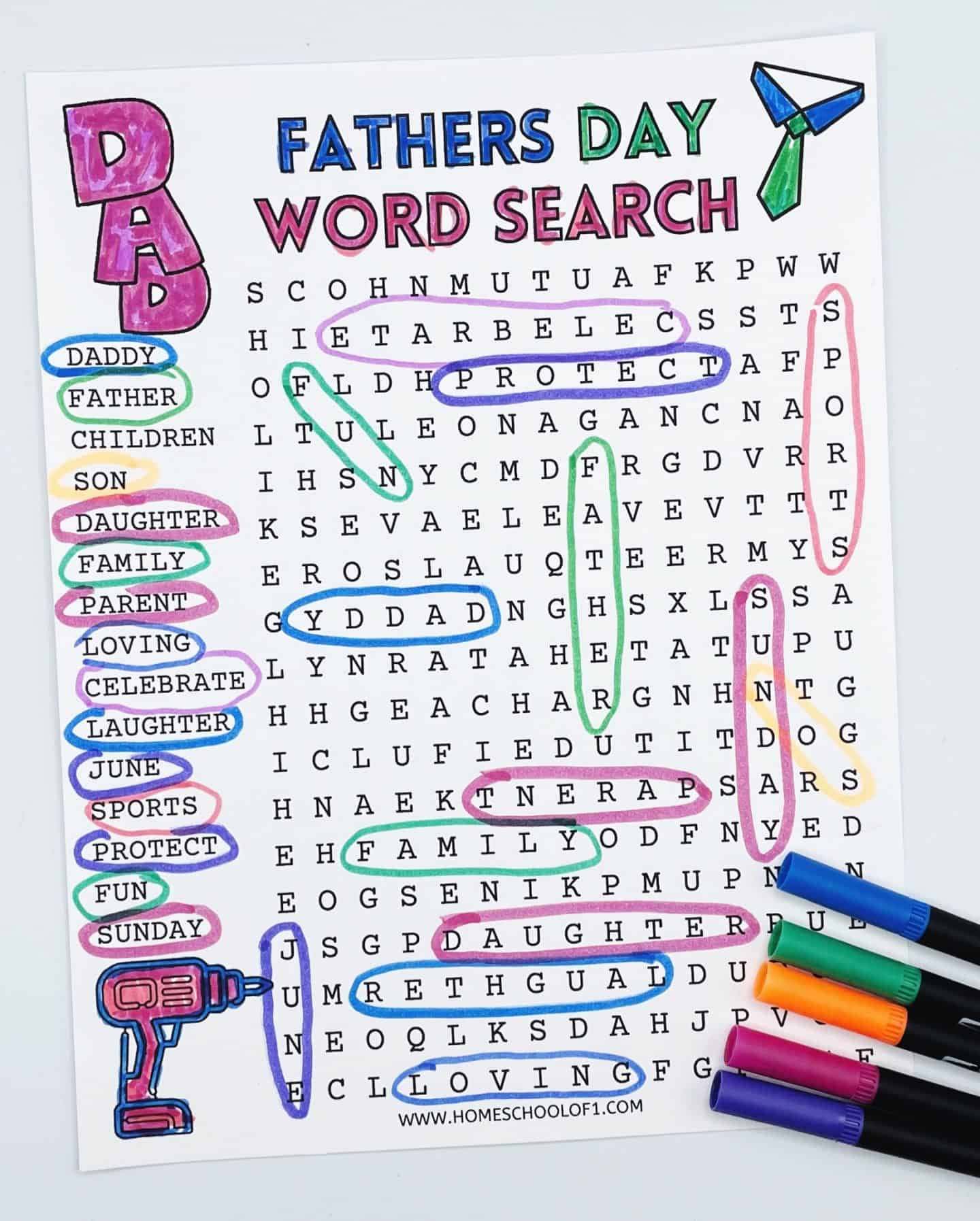 Father's Day word search puzzle
