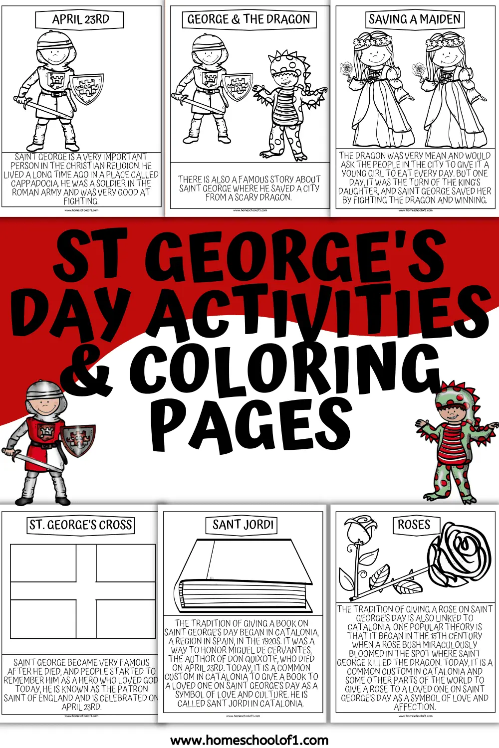 ST GEORGES DAY ACTIVITIES AND COLORING PAGES