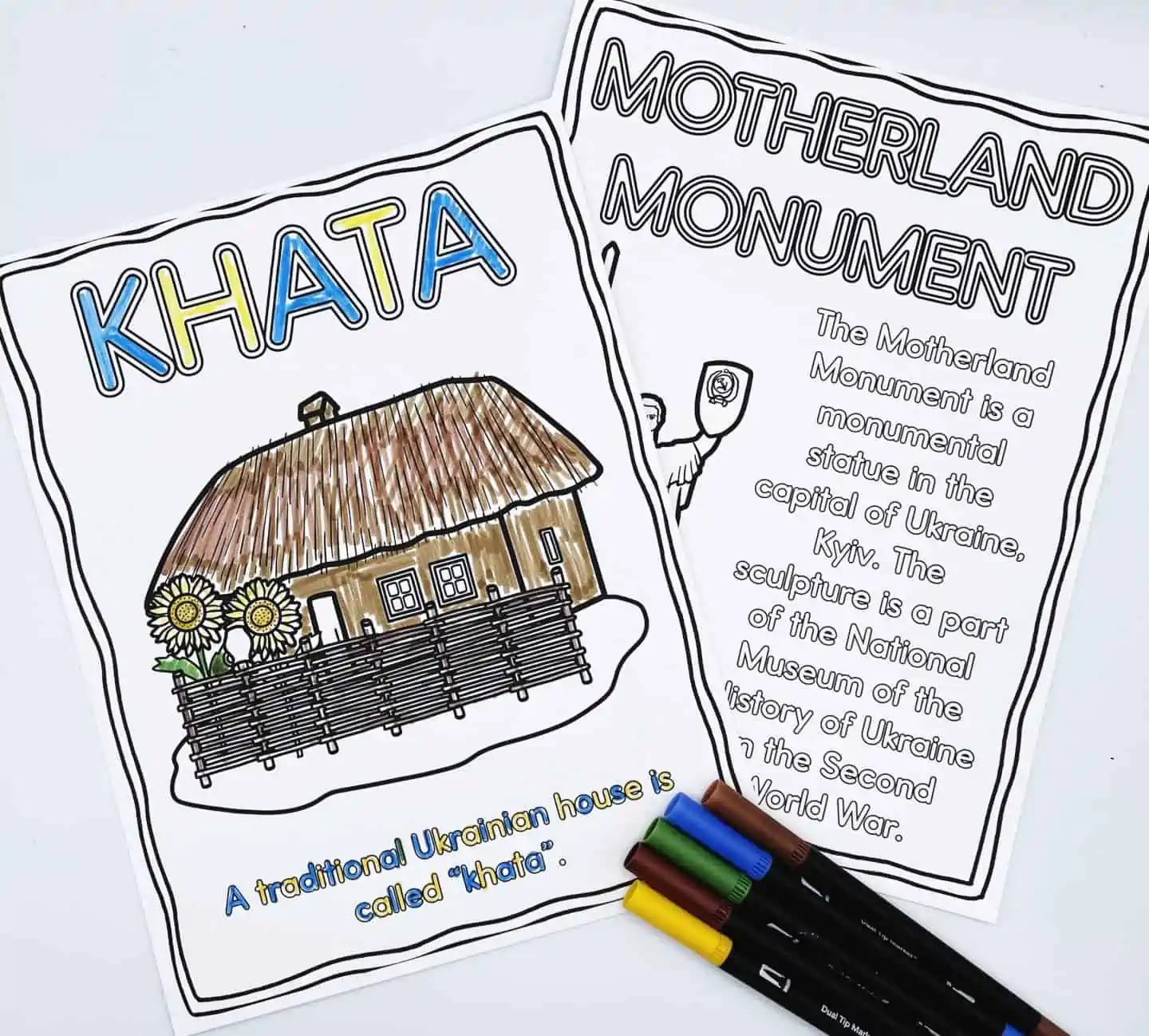 Khata and motherland monument coloring pages