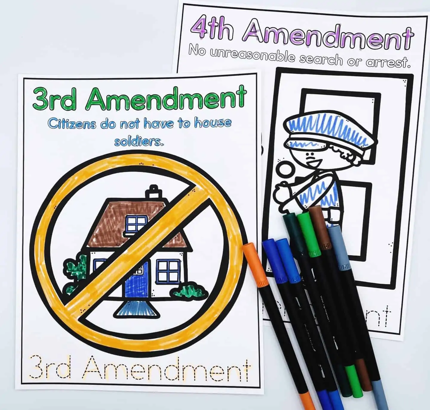 3rd and 4th amendment coloring sheet