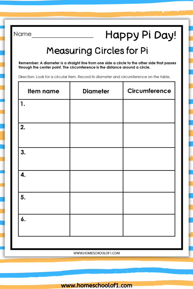 measuring circles worksheet