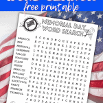 free memorial day word search printable
