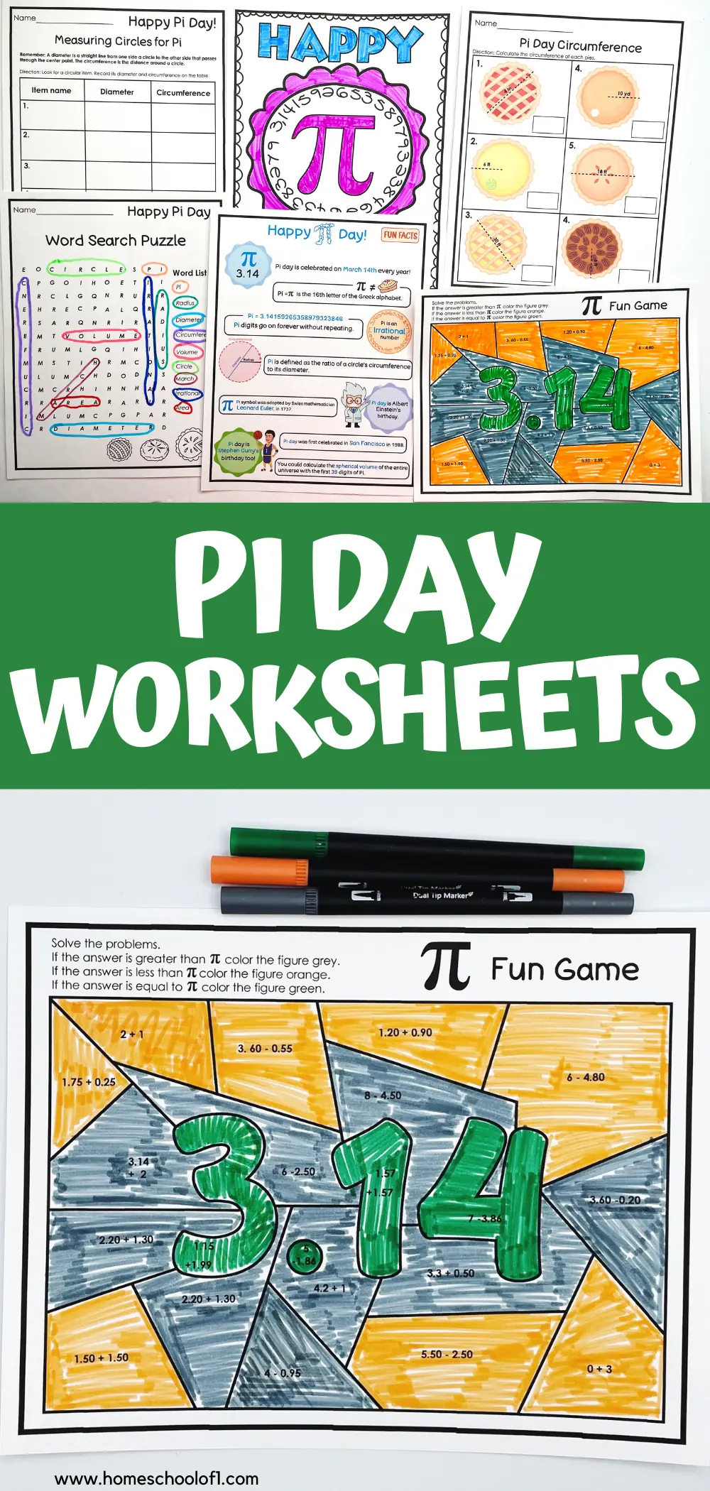 pi day worksheets