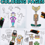 Printable Roald Dahl coloring pages for kids with scenes from Matilda, BFG, and Charlie and the Chocolate Factory.