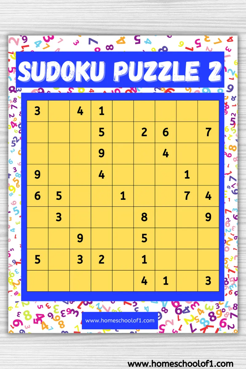 simple sudoku puzzle printable