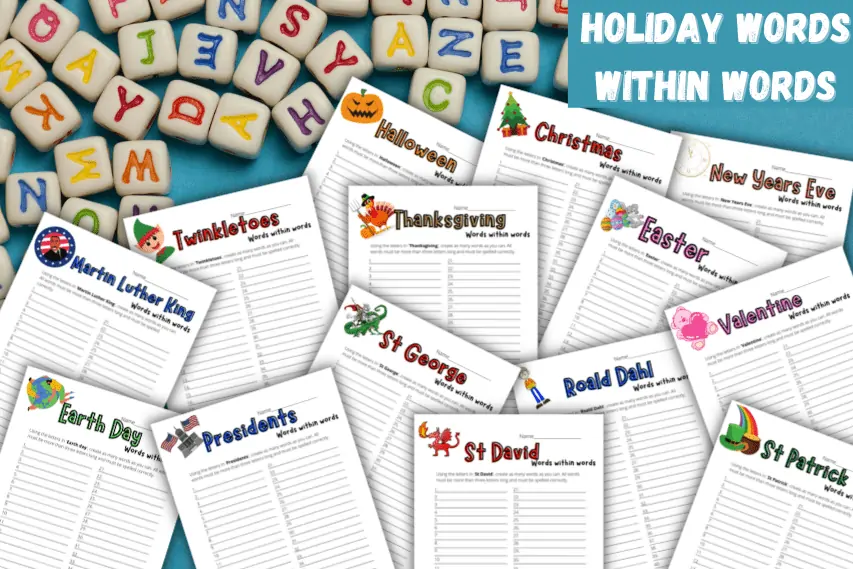 Holiday Finding Words Within Words Worksheet (14 Free)