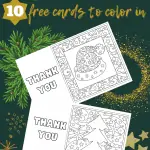 Chrsitmas thank you cards to color in