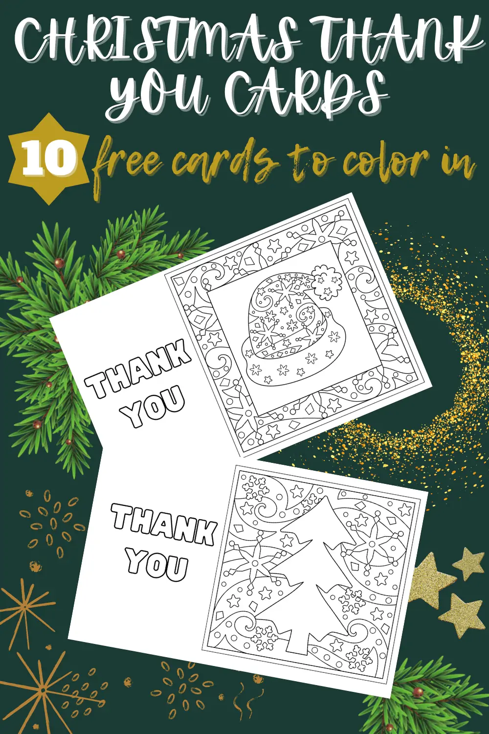 Chrsitmas thank you cards to color in