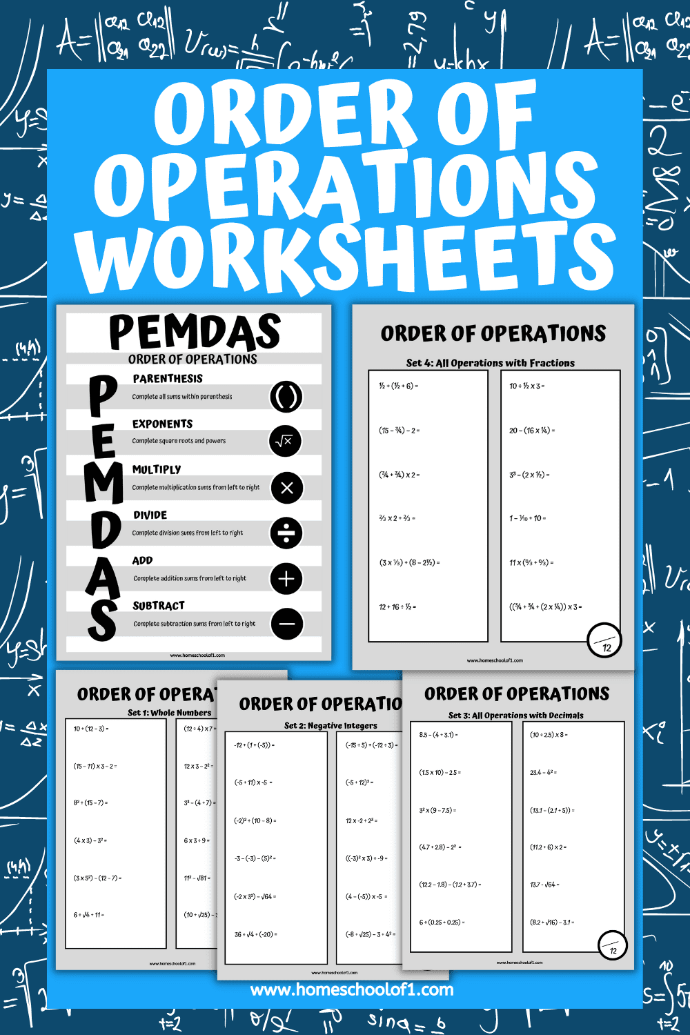 ORDER OF OPERATIONS WORKSHEETS