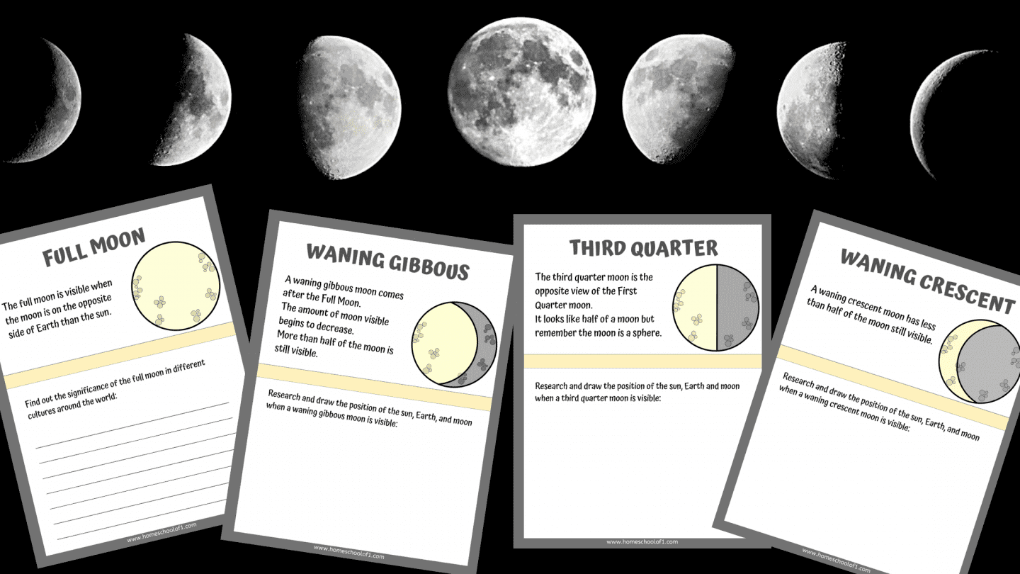 PHASES OF THE MOON WORKSHEETS FREE
