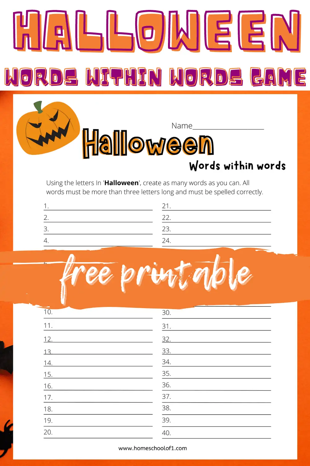 Halloween words within words