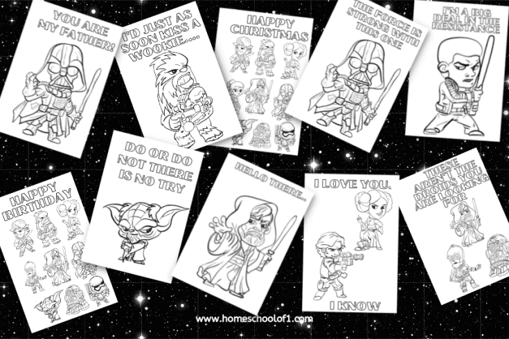 Free Printable Star Wars Birthday Cards to Color