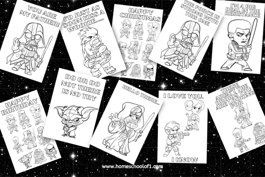 Free Star Wars Printable Cards to Color In