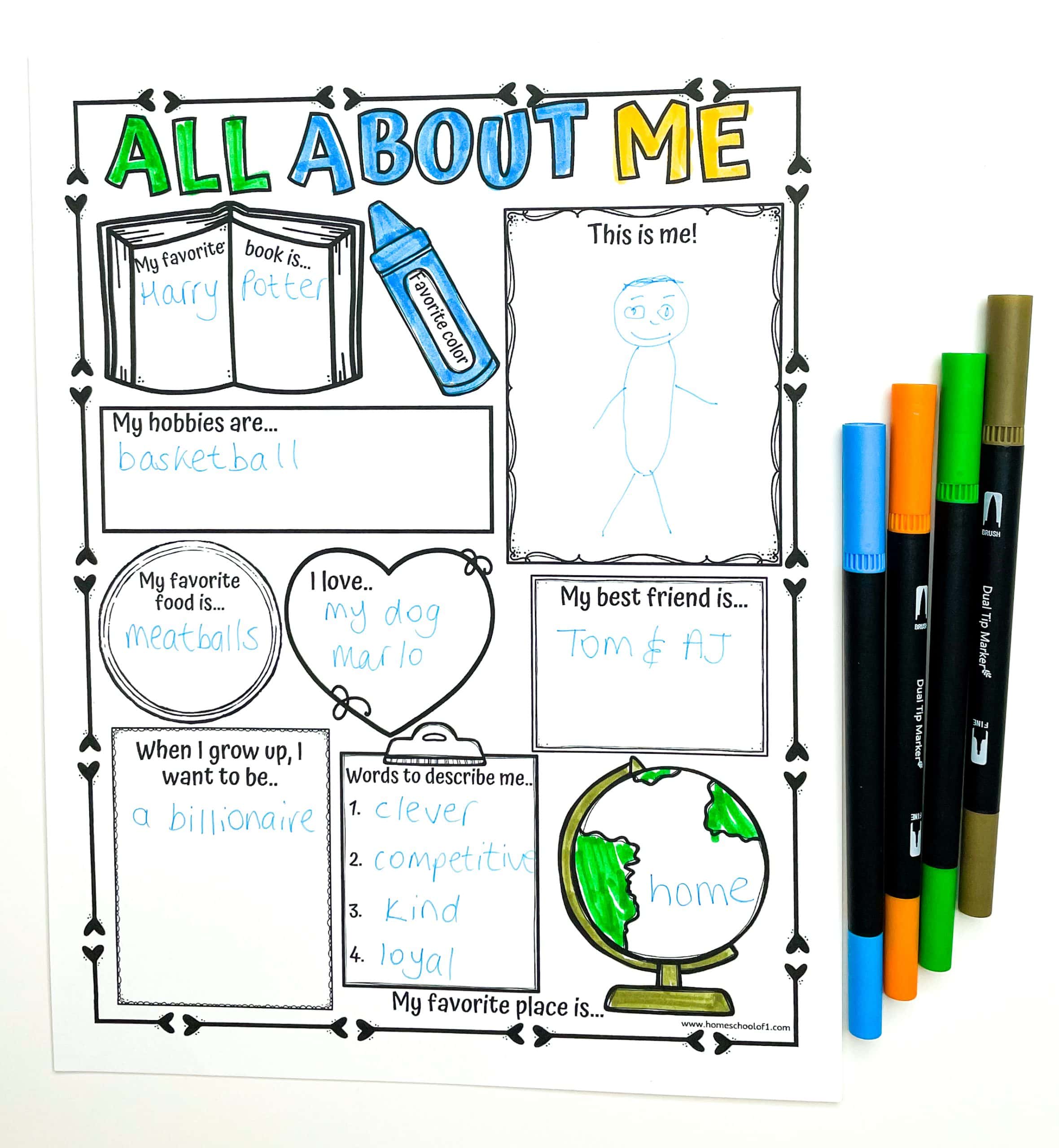 all about me worksheet