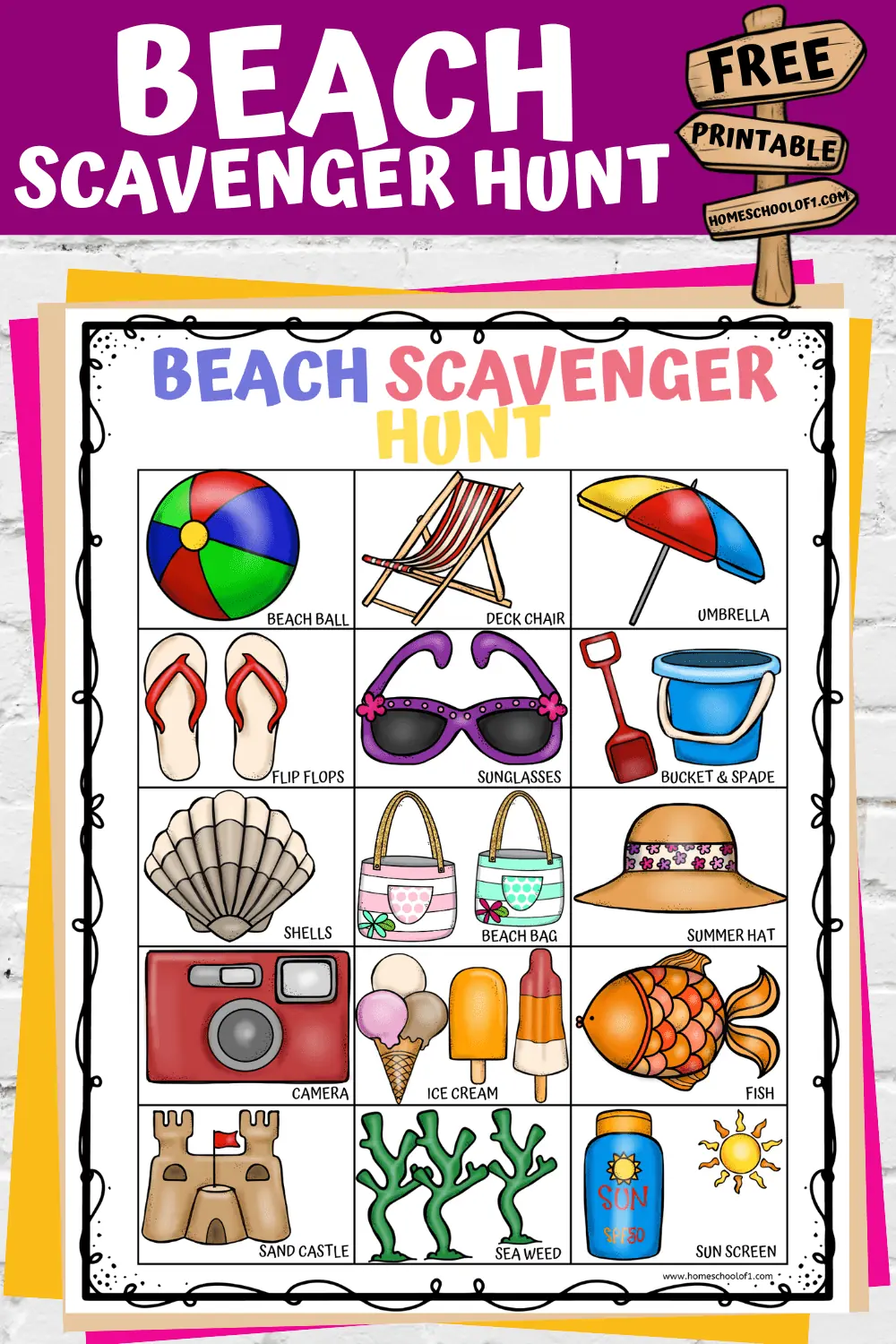 beach scavenger hunt printable 