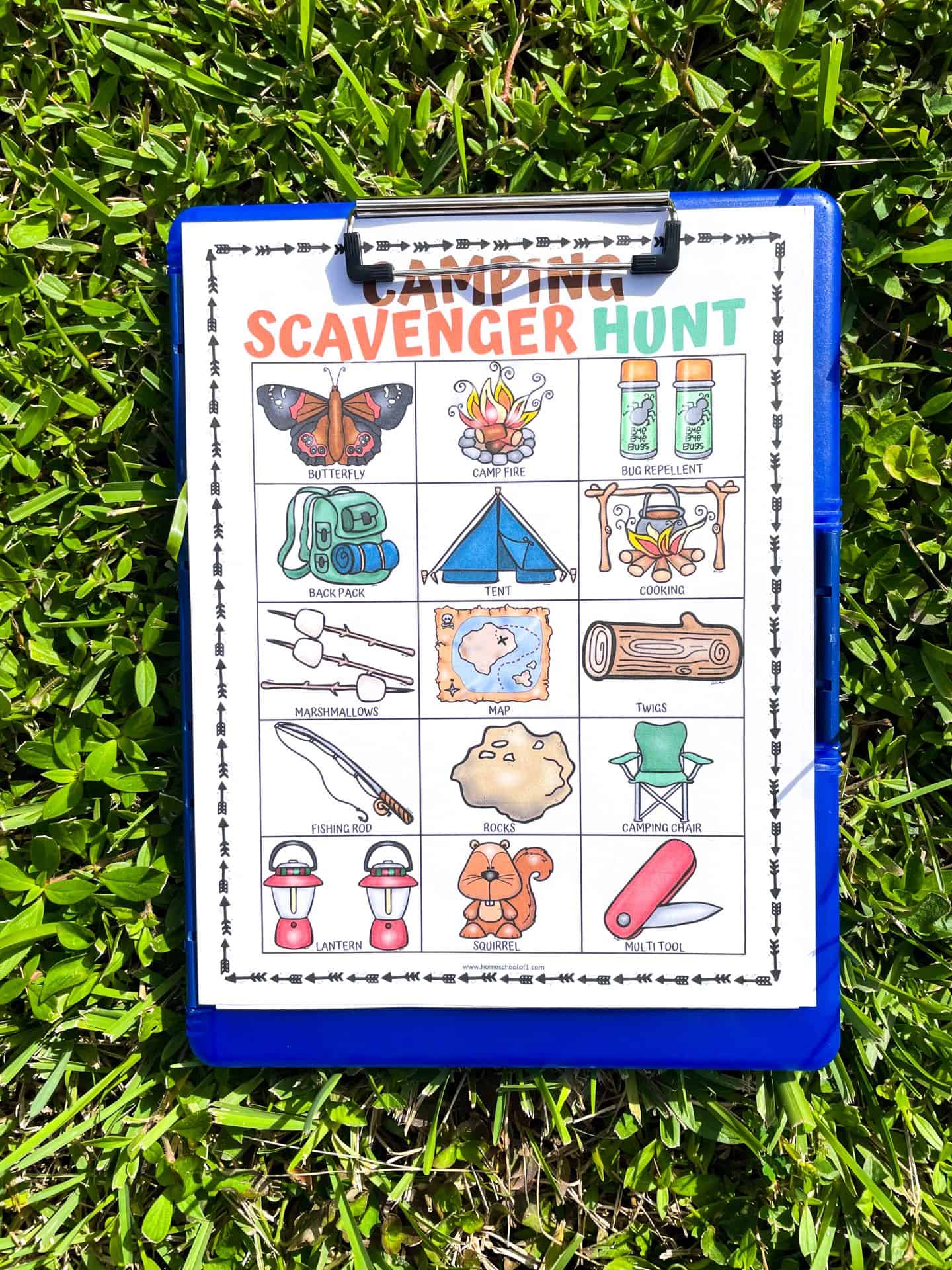 camping scavenger hunt printable