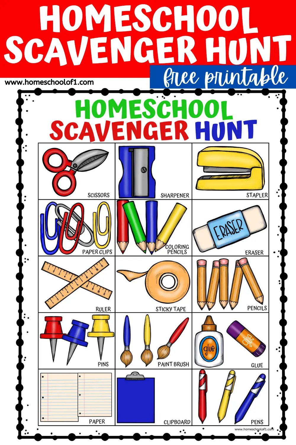first day of homeschool scavenger hunt