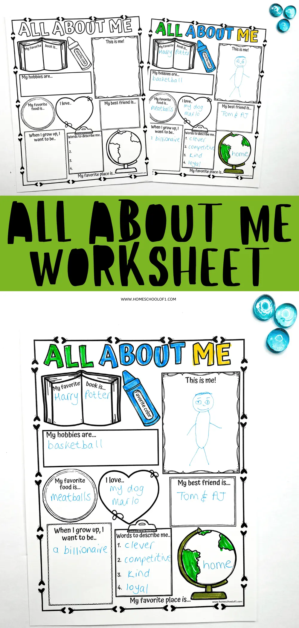 free all about me worksheet
