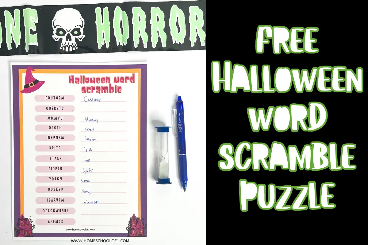 Free Halloween Word Scramble Printable (with answers)