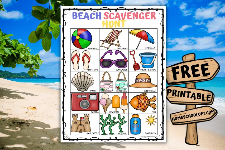free printable beach scavenger hunt