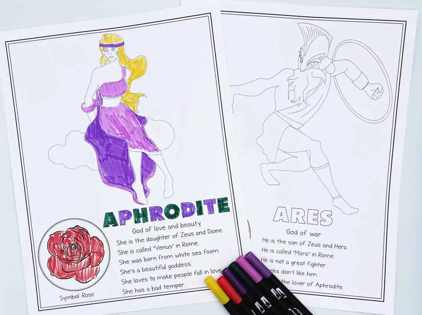 Greek Gods coloring sheets